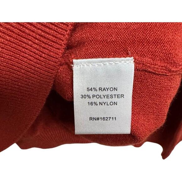 Love-Ellie Womens Large Rust V-Neck Sweater With Back Cross-Strap Detail - Picture 7 of 8